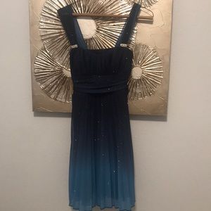 Blue Ombré Hoco Dress with Sparkles